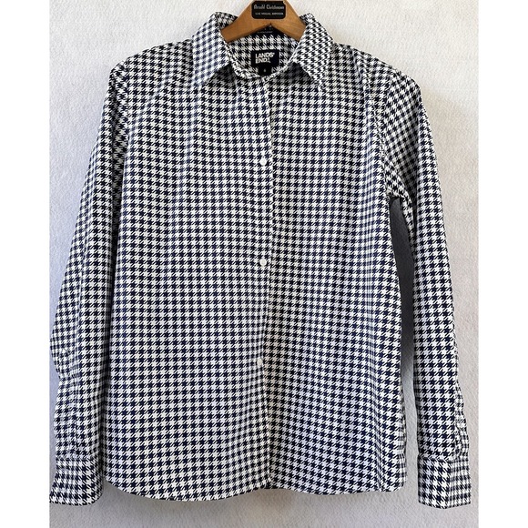 Lands' End Tops - Lands' End Houndstooth Shirt No Iron Supima Button Up Business Sz 6 Women's